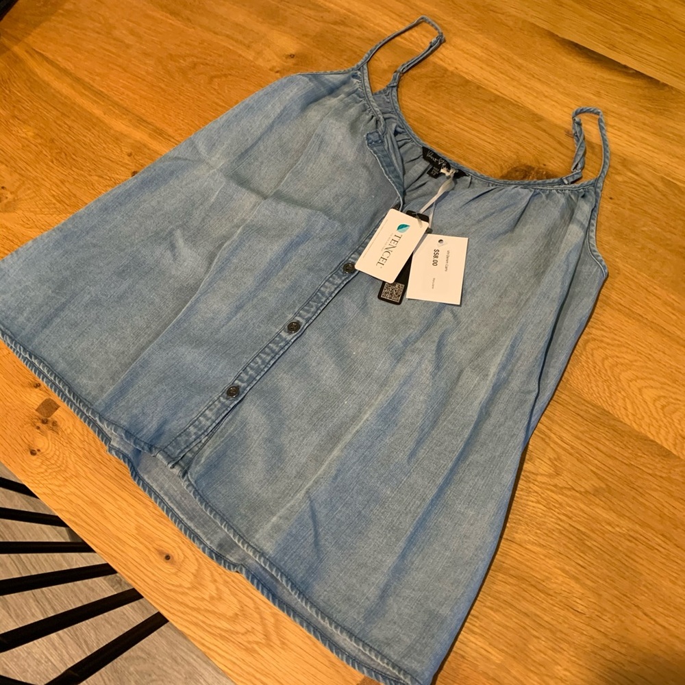 Denim cami button top. XS. New with tags NWT.